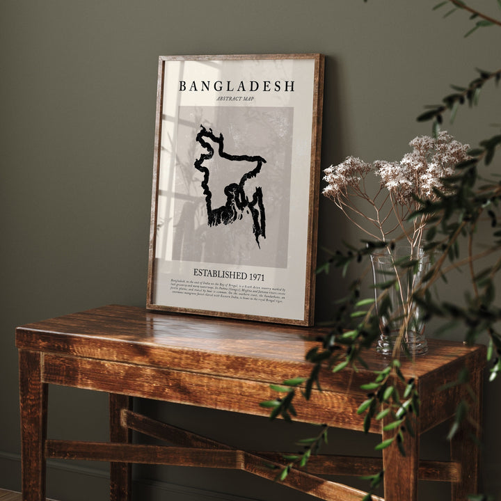 Bangladesh Map Vintage Abstract Wall Art Print Picasso + Matisse Inspired Travel Poster