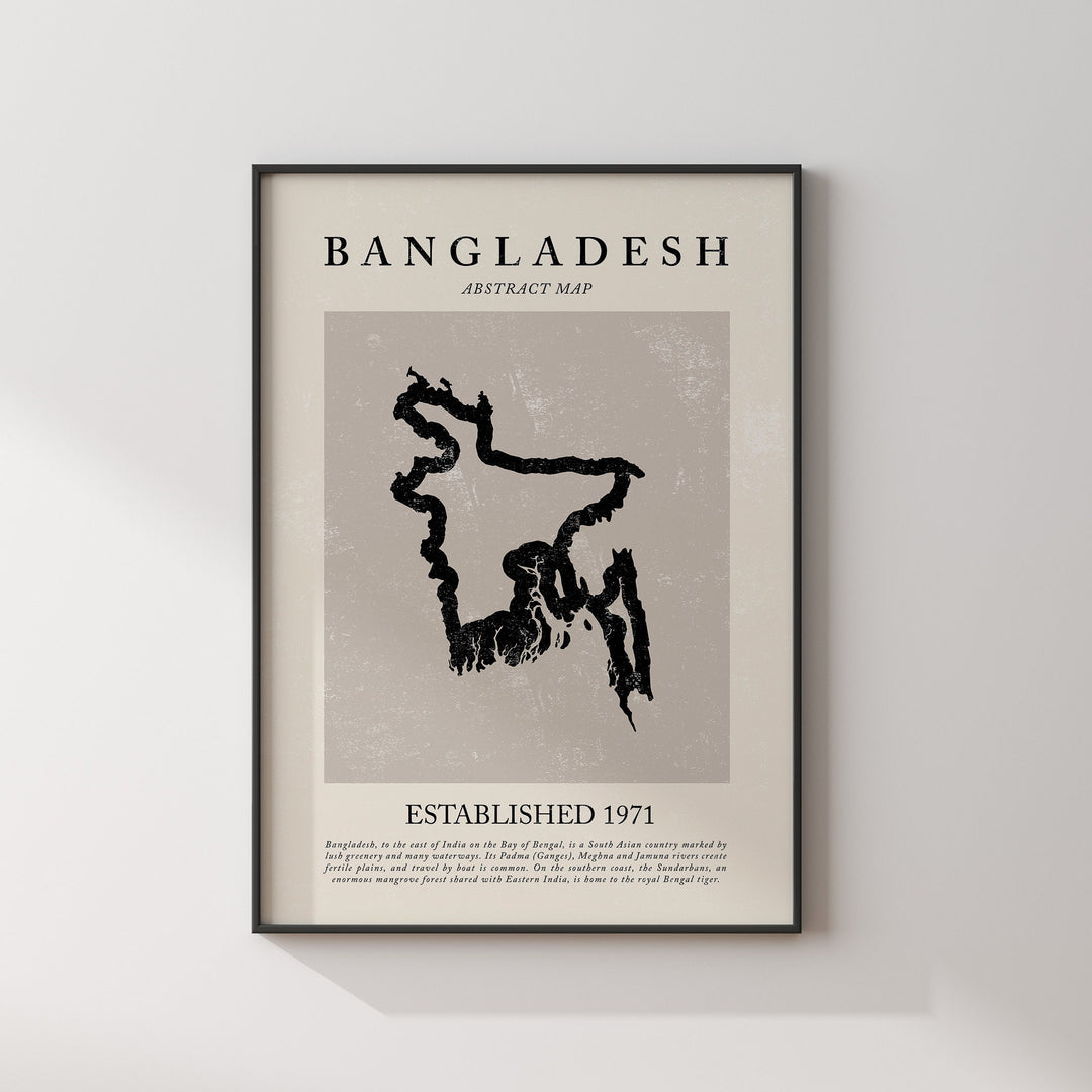 Bangladesh Map Vintage Abstract Wall Art Print Picasso + Matisse Inspired Travel Poster