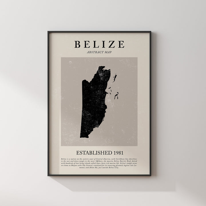 Belize Map Vintage Abstract Wall Art Print Picasso + Matisse Inspired Travel Poster