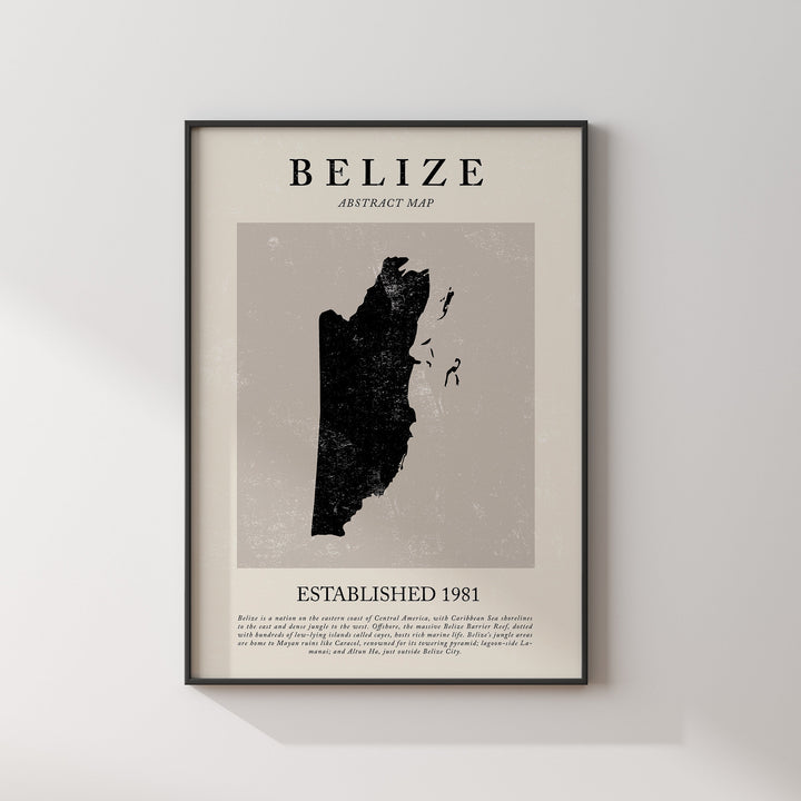 Belize Map Vintage Abstract Wall Art Print Picasso + Matisse Inspired Travel Poster