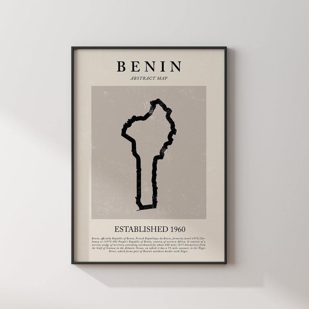 Benin Map Vintage Abstract Wall Art Print Picasso + Matisse Inspired Travel Poster