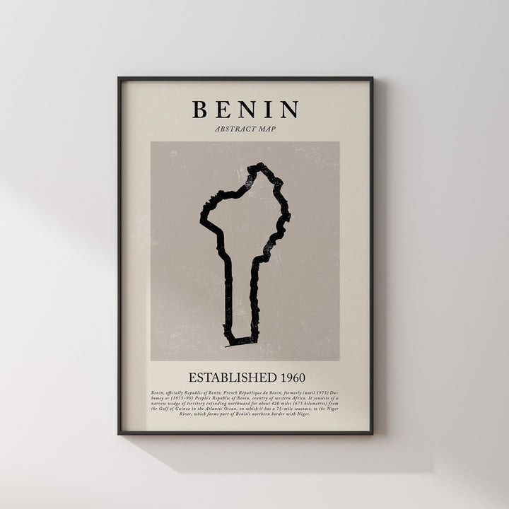 Benin Map Vintage Abstract Wall Art Print Picasso + Matisse Inspired Travel Poster