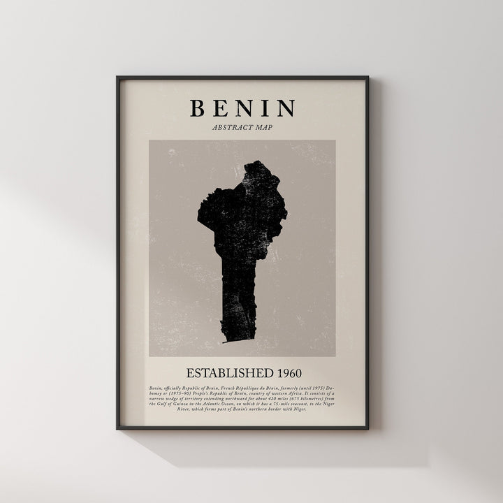 Benin Map Vintage Abstract Wall Art Print Picasso + Matisse Inspired Travel Poster