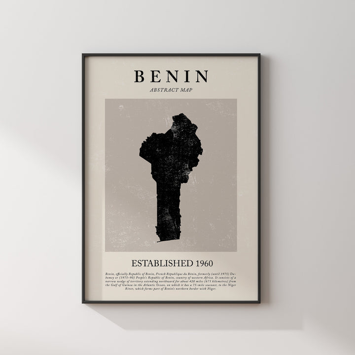 Benin Map Vintage Abstract Wall Art Print Picasso + Matisse Inspired Travel Poster