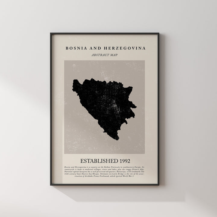 Bosnia And Herzegovina Map Vintage Abstract Wall Art Print Picasso + Matisse Inspired Travel Poster