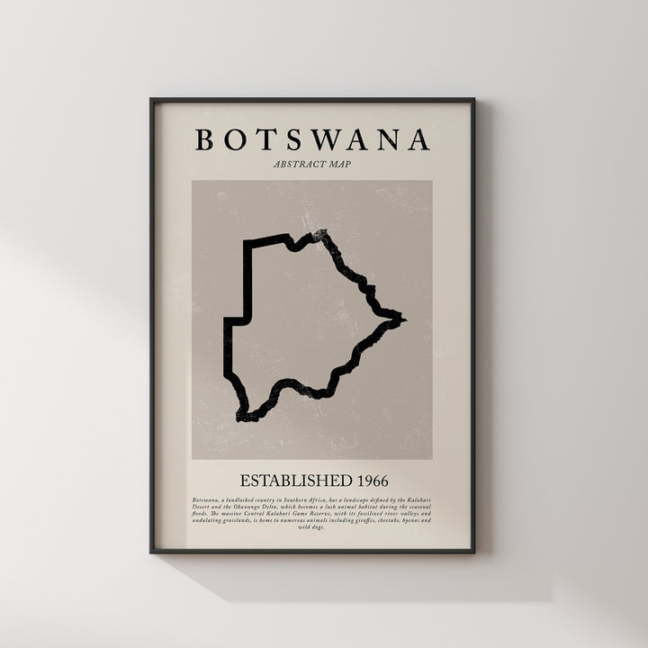 Botswana Map Vintage Abstract Wall Art Print Picasso + Matisse Inspired Travel Poster