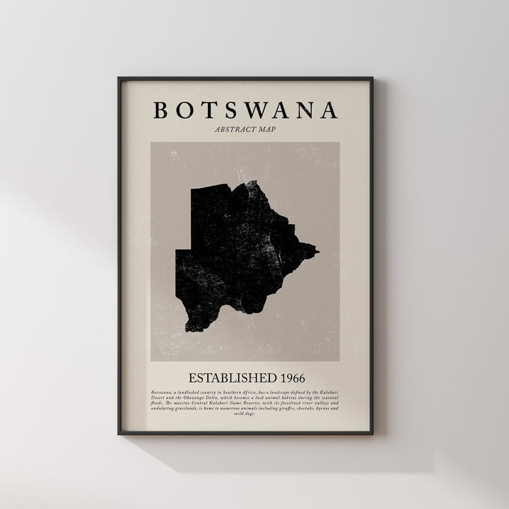 Botswana Map Vintage Abstract Wall Art Print Picasso + Matisse Inspired Travel Poster