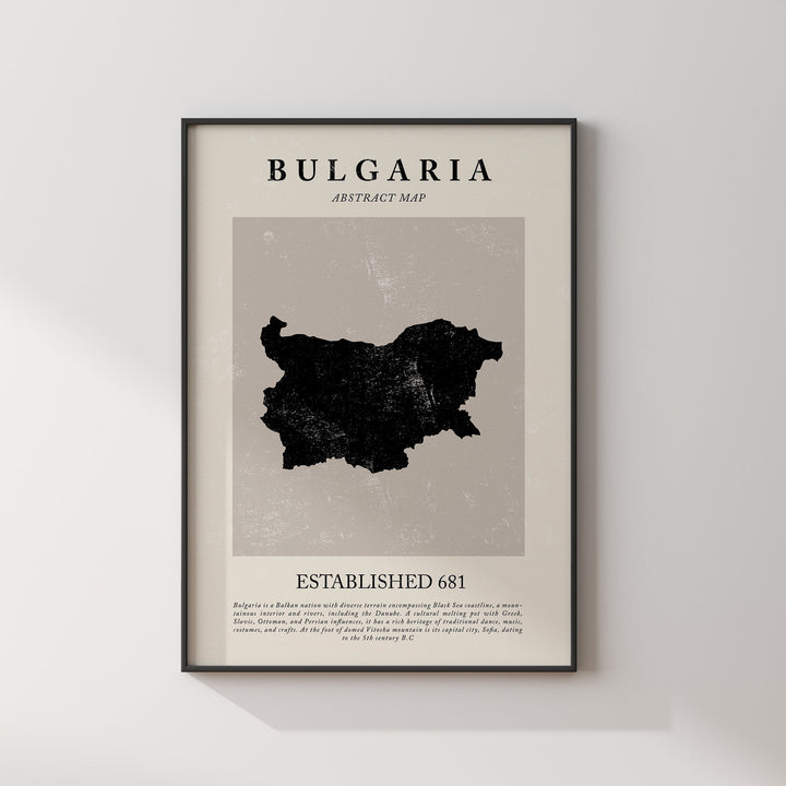 Bulgaria Map Vintage Abstract Wall Art Print Picasso + Matisse Inspired Travel Poster