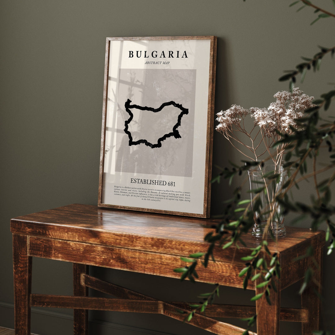 Bulgaria Map Vintage Abstract Wall Art Print Picasso + Matisse Inspired Travel Poster