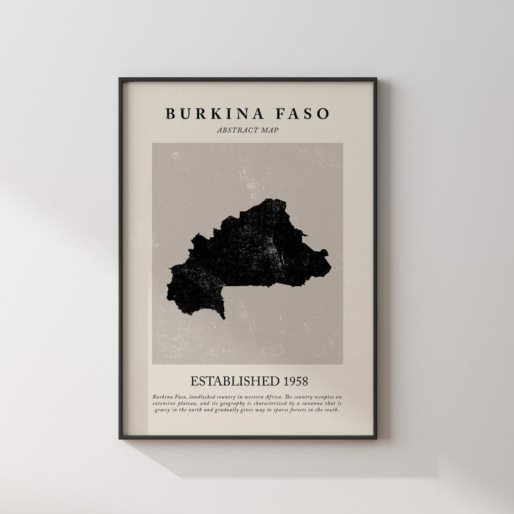 Burkina Faso Map Vintage Abstract Wall Art Print Picasso + Matisse Inspired Travel Poster