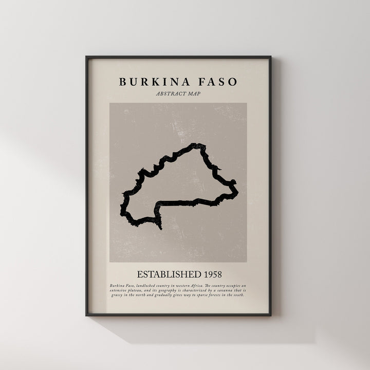 Burkina Faso Map Vintage Abstract Wall Art Print Picasso + Matisse Inspired Travel Poster