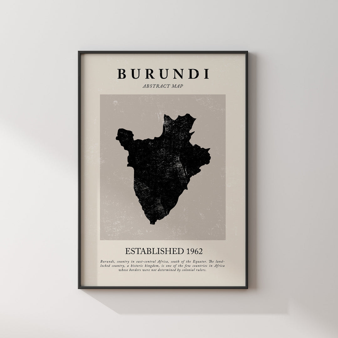 Burundi Map Vintage Abstract Wall Art Print Picasso + Matisse Inspired Travel Poster