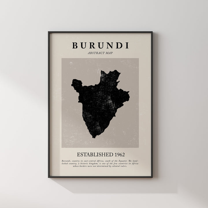 Burundi Map Vintage Abstract Wall Art Print Picasso + Matisse Inspired Travel Poster