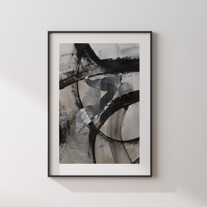 Somalia Map | Black & Grey Abstract Painting Map of Somalia Wall Art Print | Somalia Traval Poster