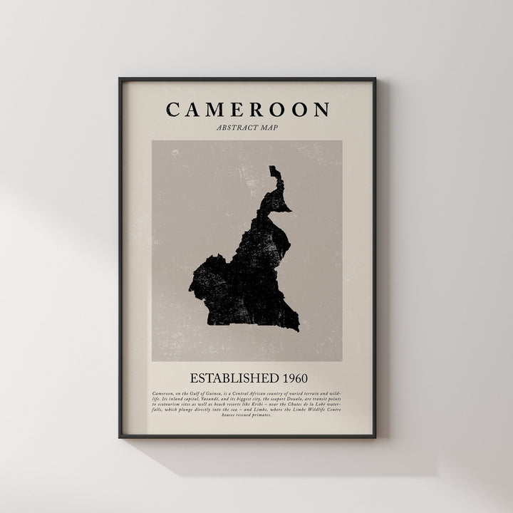 Cameroon Map Vintage Abstract Wall Art Print Picasso + Matisse Inspired Travel Poster