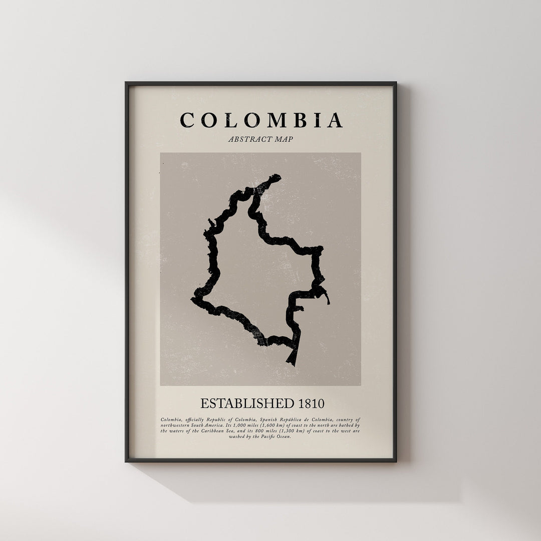 Colombia Map Vintage Abstract Wall Art Print Picasso + Matisse Inspired Travel Poster