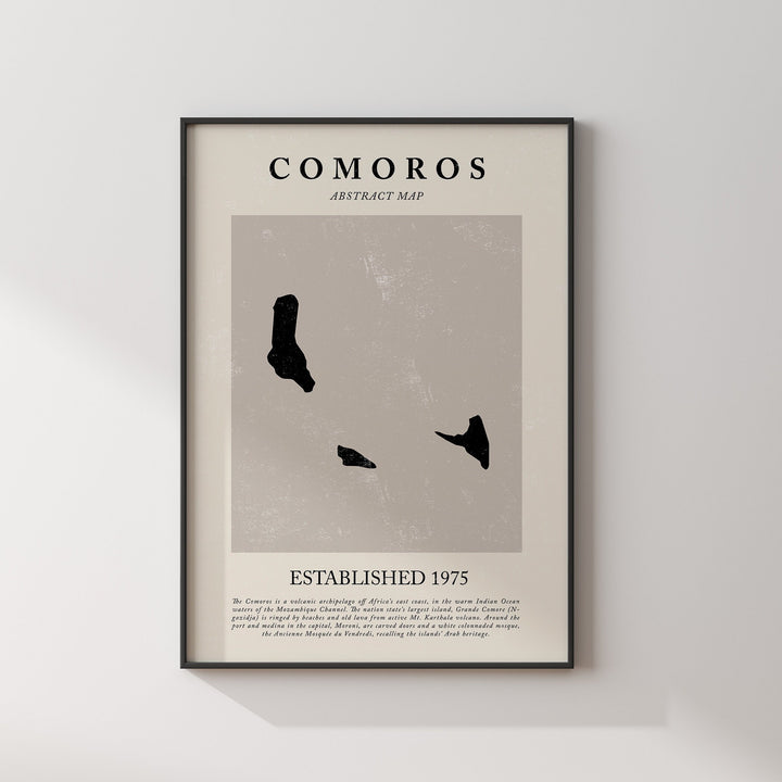 Comoros Map Vintage Abstract Wall Art Print Picasso + Matisse Inspired Travel Poster