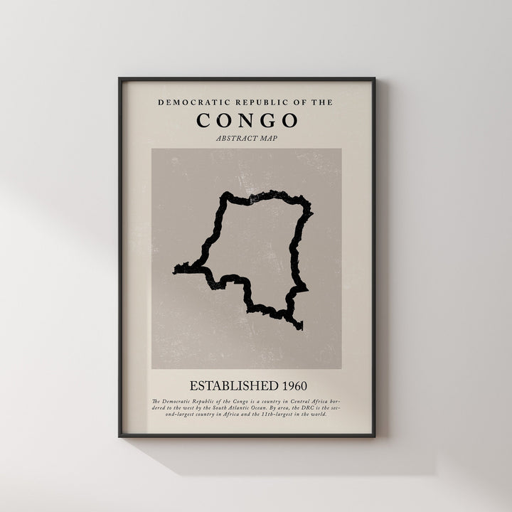 Congo Map Vintage Abstract Wall Art Print Picasso + Matisse Inspired Travel Poster