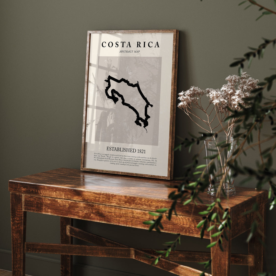 Costa Rica Map Vintage Abstract Wall Art Print Picasso + Matisse Inspired Travel Poster