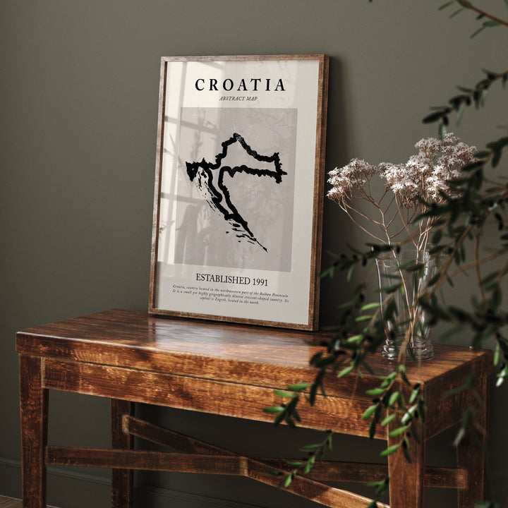 Croatia Map Vintage Abstract Wall Art Print Picasso + Matisse Inspired Travel Poster