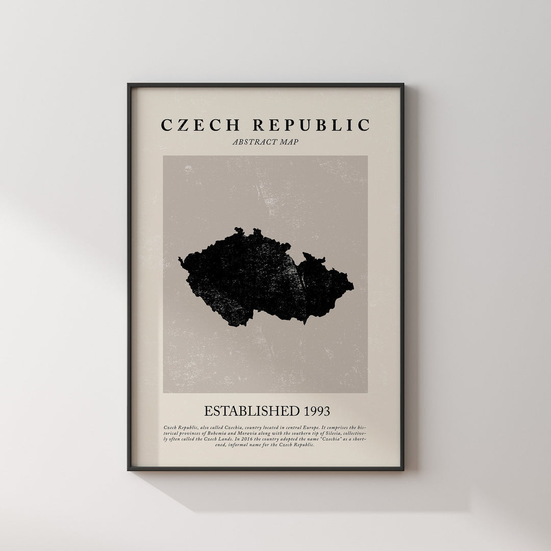 Czech Republic Map Vintage Abstract Wall Art Print Picasso + Matisse Inspired Travel Poster