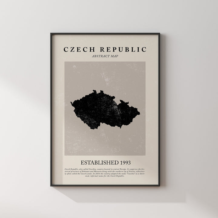 Czech Republic Map Vintage Abstract Wall Art Print Picasso + Matisse Inspired Travel Poster