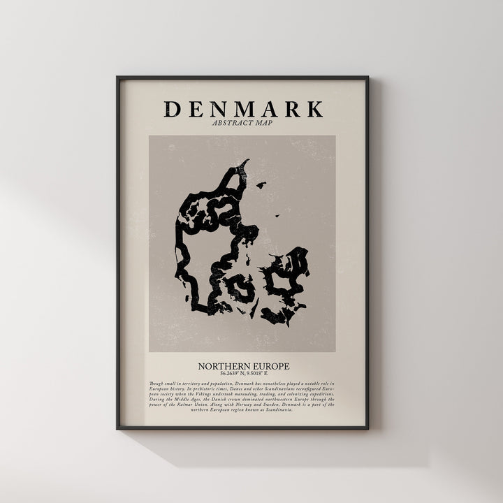 Denmark Map Vintage Abstract Wall Art Print Picasso + Matisse Inspired Travel Poster