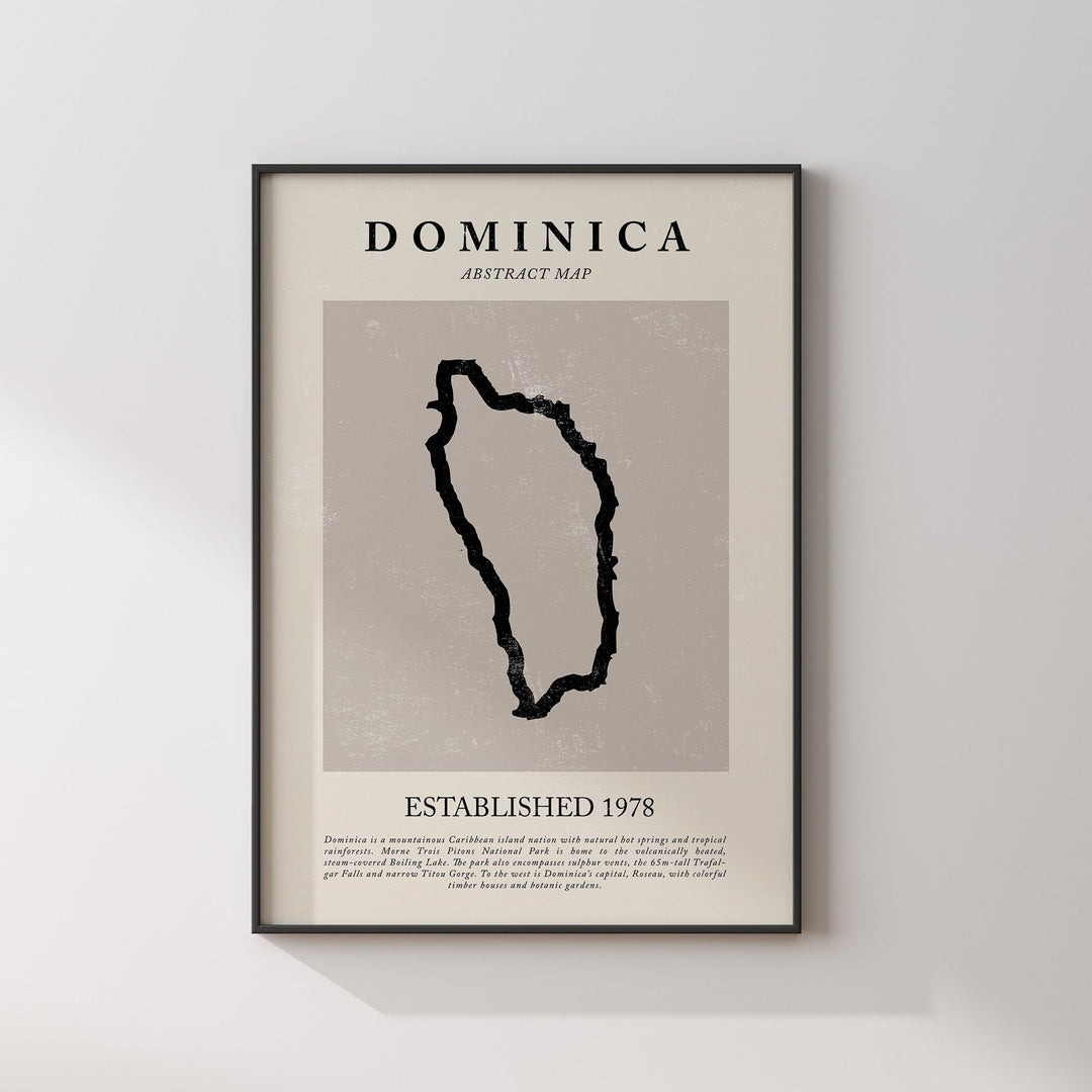 Dominica Map Vintage Abstract Wall Art Print Picasso + Matisse Inspired Travel Poster