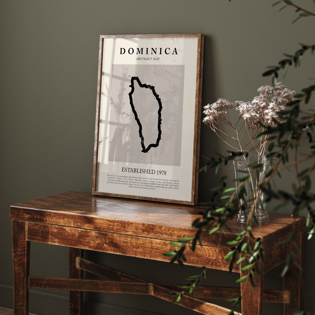 Dominica Map Vintage Abstract Wall Art Print Picasso + Matisse Inspired Travel Poster