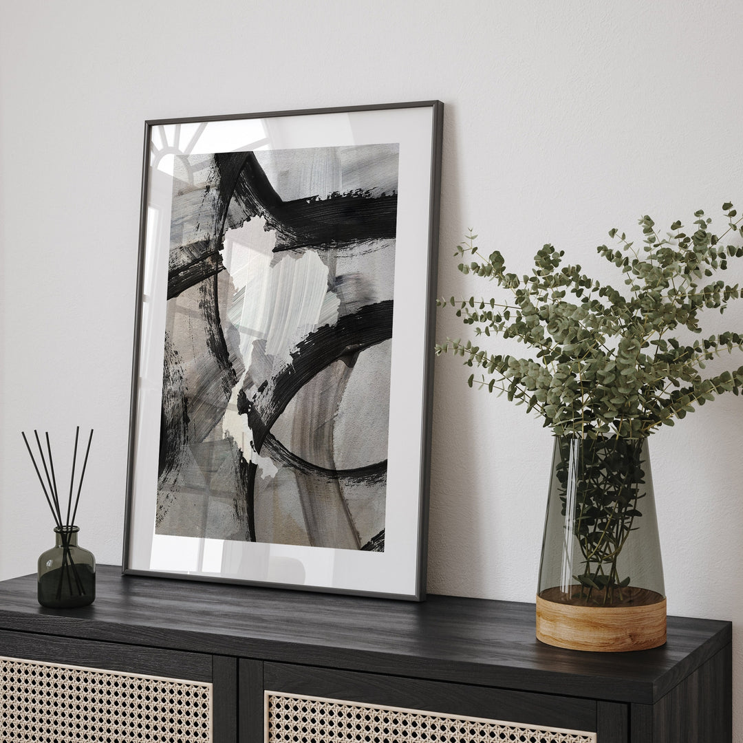 Thailand Map | Black & Grey Abstract Painting Map of Thailand Wall Art Print | Thailand Traval Poster