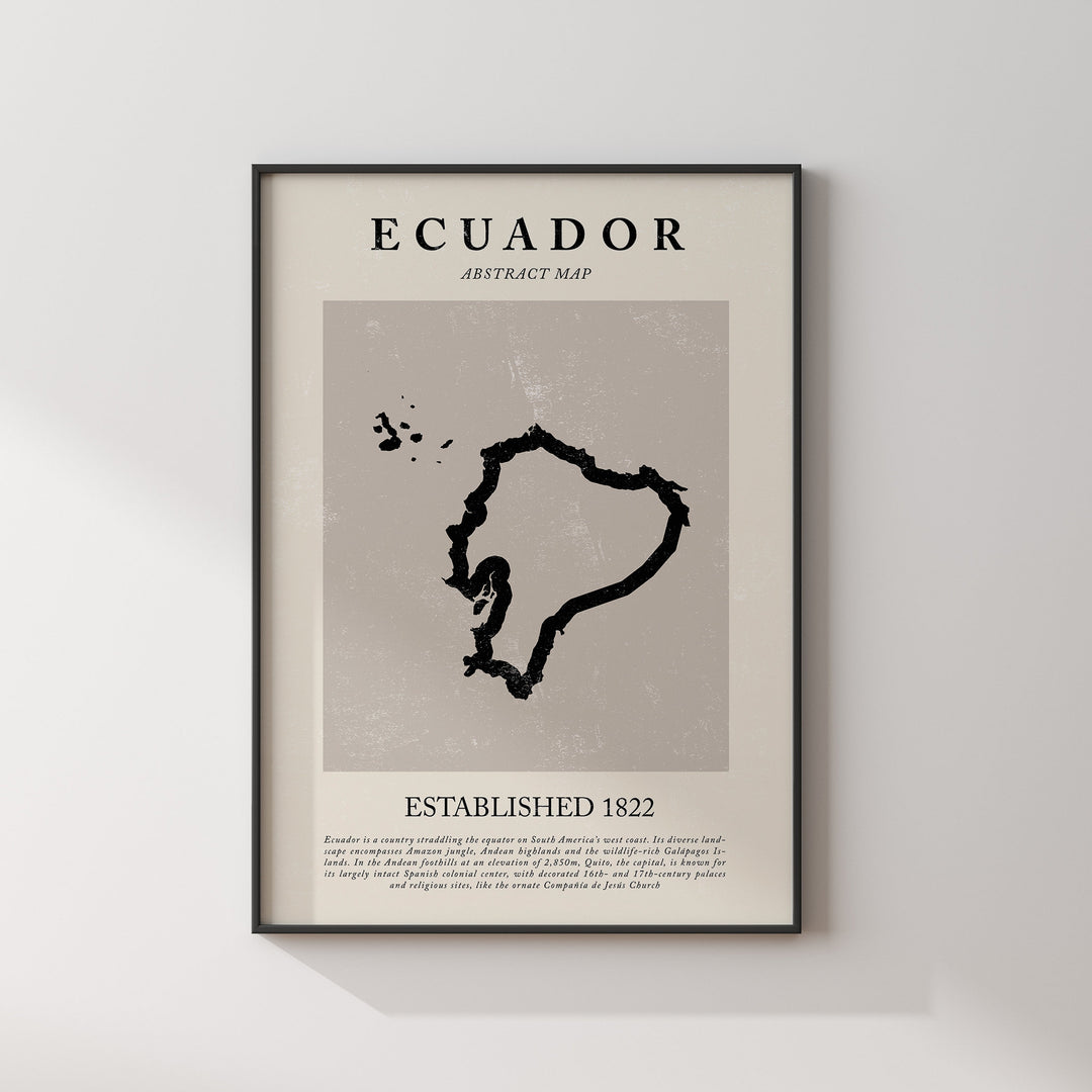 Ecuador Map Vintage Abstract Wall Art Print Picasso + Matisse Inspired Travel Poster