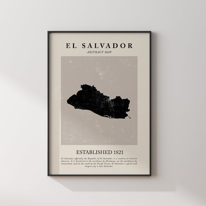 El Salvador Map Vintage Abstract Wall Art Print Picasso + Matisse Inspired Travel Poster