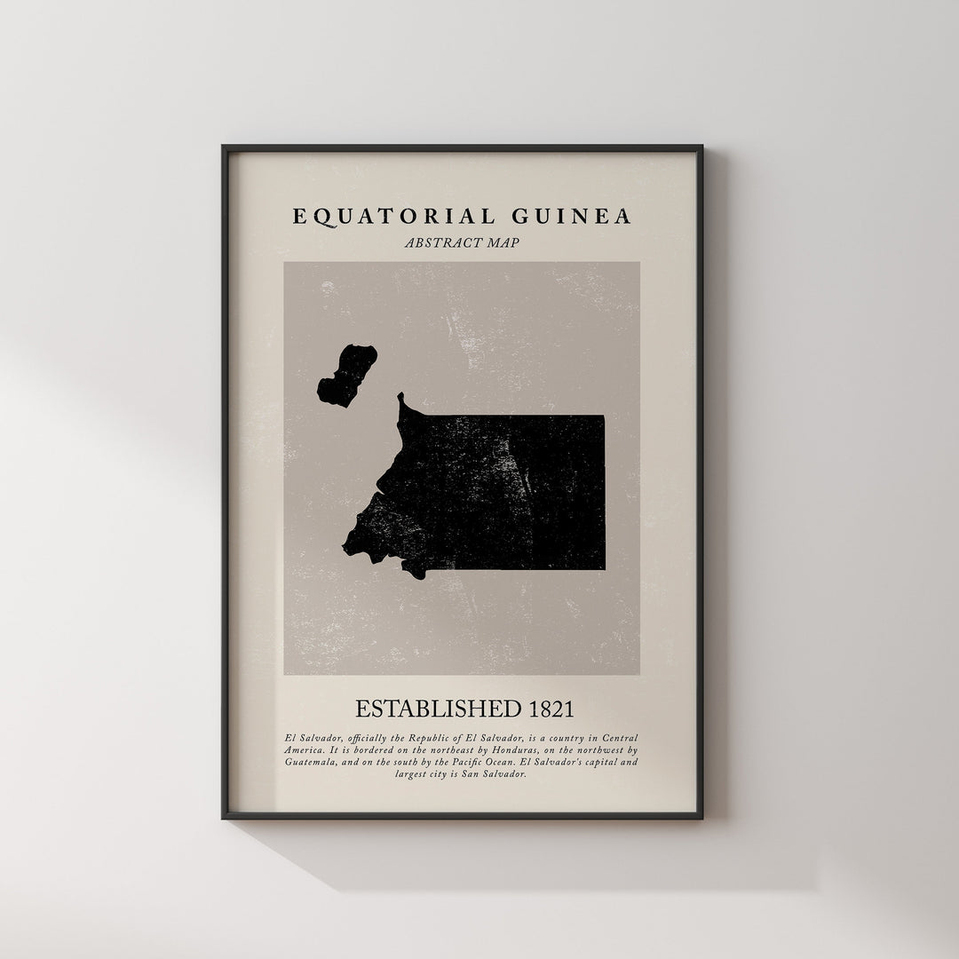 Equatorial Guinea Map Vintage Abstract Wall Art Print Picasso + Matisse Inspired Travel Poster