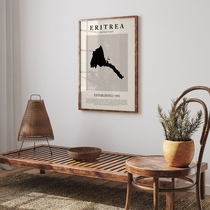 Eritrea Map Vintage Abstract Wall Art Print Picasso + Matisse Inspired Travel Poster
