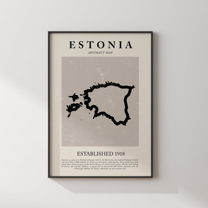 Estonia Map Vintage Abstract Wall Art Print Picasso + Matisse Inspired Travel Poster