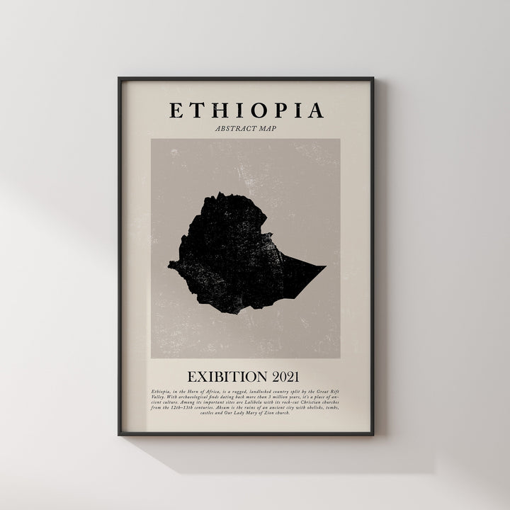 Ethiopia Map Vintage Abstract Wall Art Print Picasso + Matisse Inspired Travel Poster