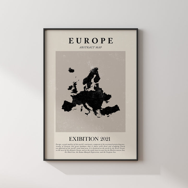 Europe Map Vintage Abstract Wall Art Print Picasso + Matisse Inspired Travel Poster