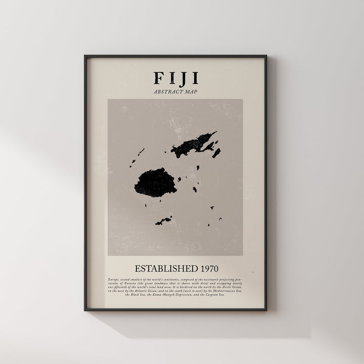 Fiji Map Vintage Abstract Wall Art Print Picasso + Matisse Inspired Travel Poster
