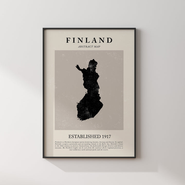 Finland Map Vintage Abstract Wall Art Print Picasso + Matisse Inspired Travel Poster