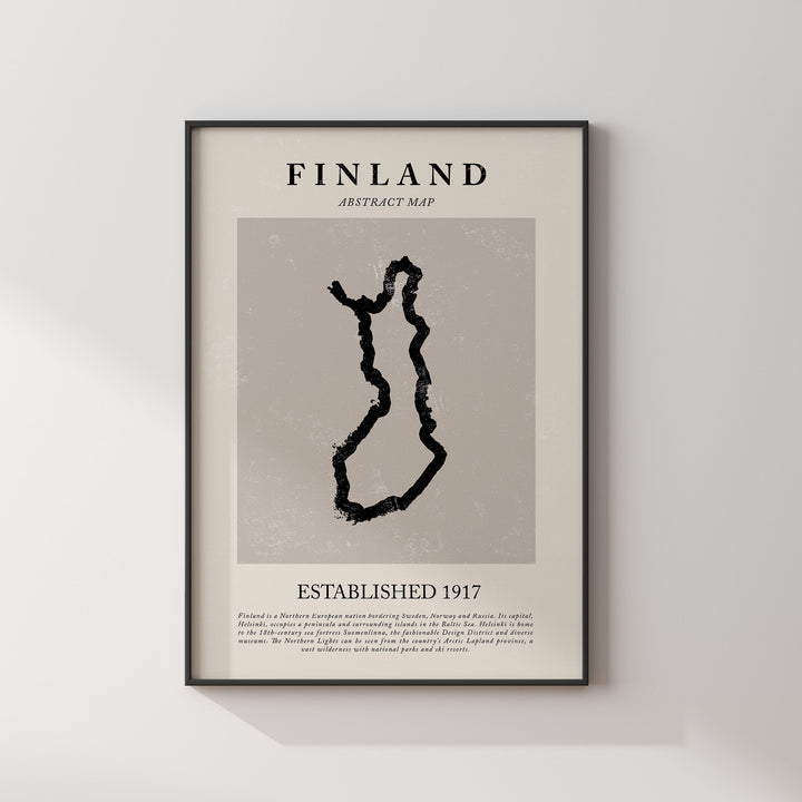 Finland Map Vintage Abstract Wall Art Print Picasso + Matisse Inspired Travel Poster