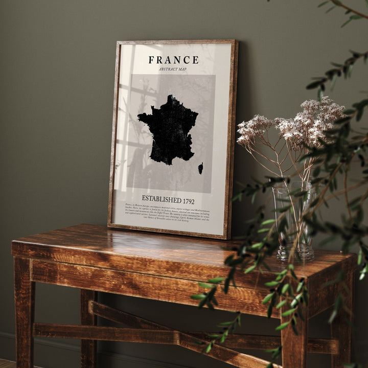 France Map Vintage Abstract Wall Art Print Picasso + Matisse Inspired Travel Poster