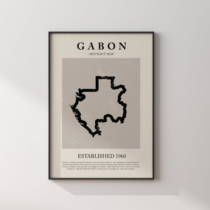 Gabon Map Vintage Abstract Wall Art Print Picasso + Matisse Inspired Travel Poster