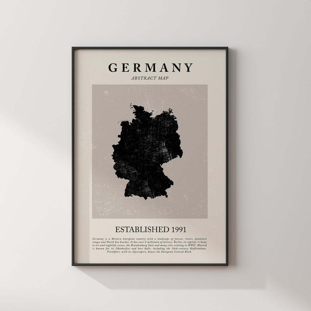 Germany Map Vintage Abstract Wall Art Print Picasso + Matisse Inspired Travel Poster