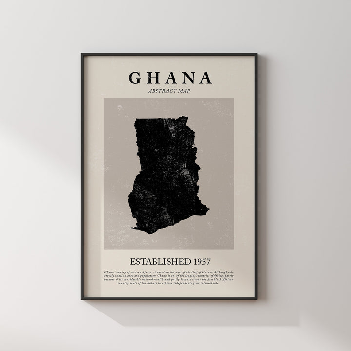 Ghana Map Vintage Abstract Wall Art Print Picasso + Matisse Inspired Travel Poster
