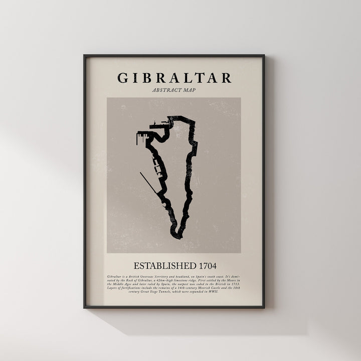 Gibraltar Map Vintage Abstract Wall Art Print Picasso + Matisse Inspired Travel Poster