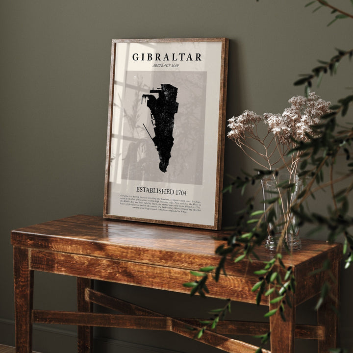 Gibraltar Map Vintage Abstract Wall Art Print Picasso + Matisse Inspired Travel Poster