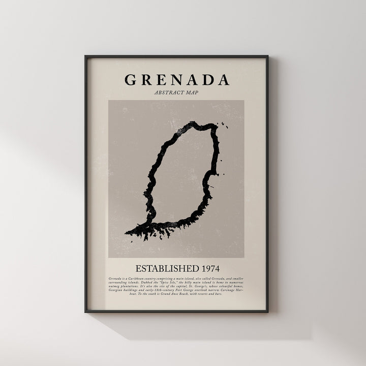Grenada Map Vintage Abstract Wall Art Print Picasso + Matisse Inspired Travel Poster