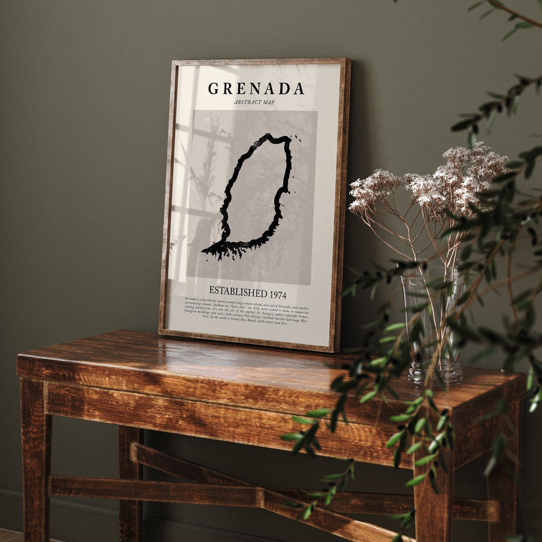 Grenada Map Vintage Abstract Wall Art Print Picasso + Matisse Inspired Travel Poster