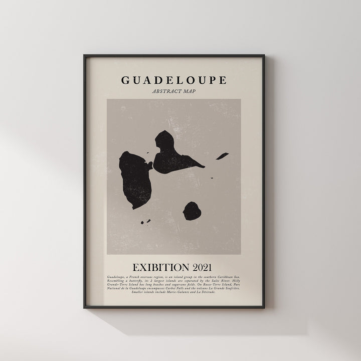 Guadeloupe Map Vintage Abstract Wall Art Print Picasso + Matisse Inspired Travel Poster
