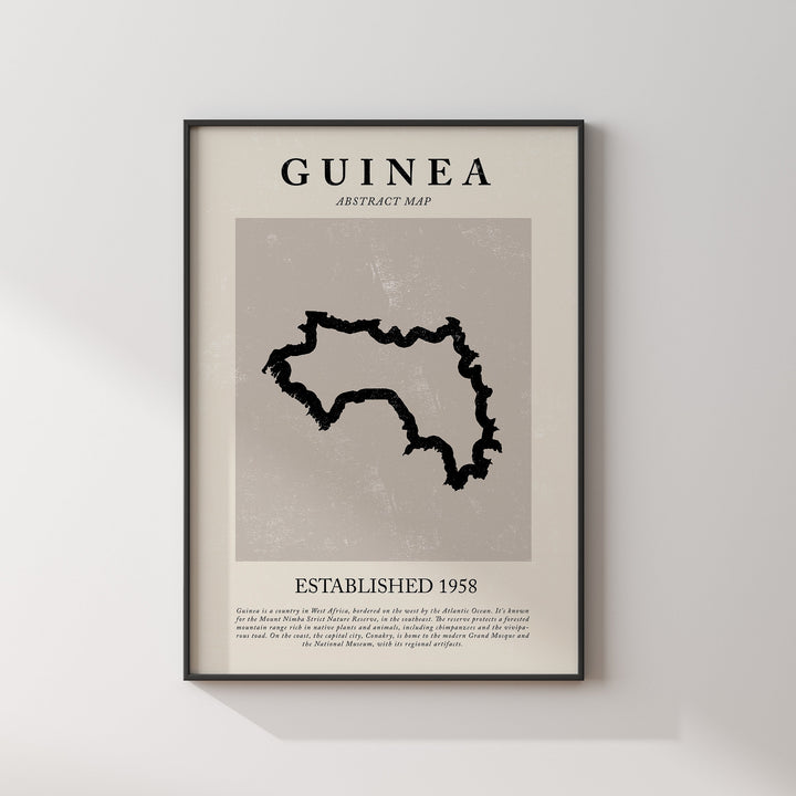 Guinea Map Vintage Abstract Wall Art Print Picasso + Matisse Inspired Travel Poster